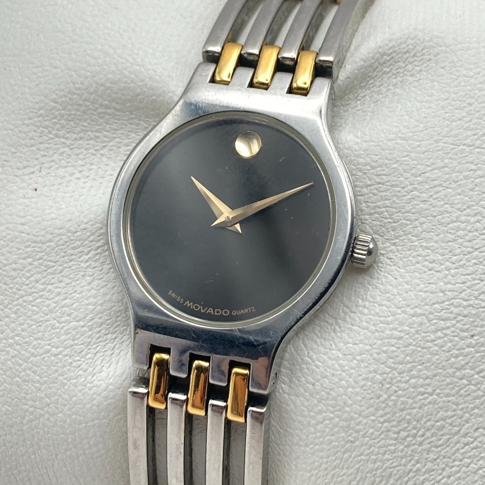 Movado Esperanza Womens Watch Gold Silver Tone Museum Dial New Battery TINY 5.75